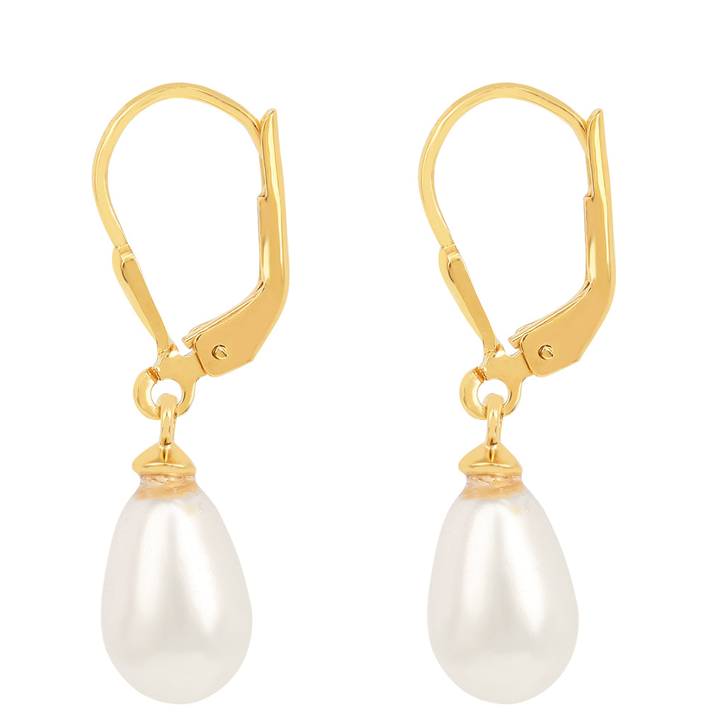 Cercei din Argint 925 Placat cu Aur ( 0.97 grame ) cu Perlă de Apă Dulce Crem 6.8 Carate 2 