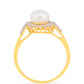 Inel din Argint 925 Placat cu Aur ( 1.95 grame ) cu Perlă de Apă Dulce Crem și Zircon Alb 2.74 Carate