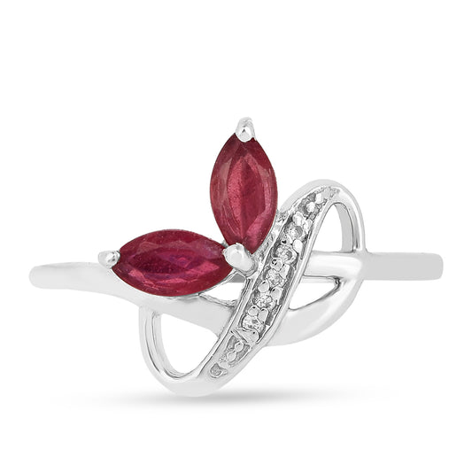 Inel din Argint 925 ( 1.69 grame ) cu Rubin Thailandez și Zircon Alb 0.71 Carate