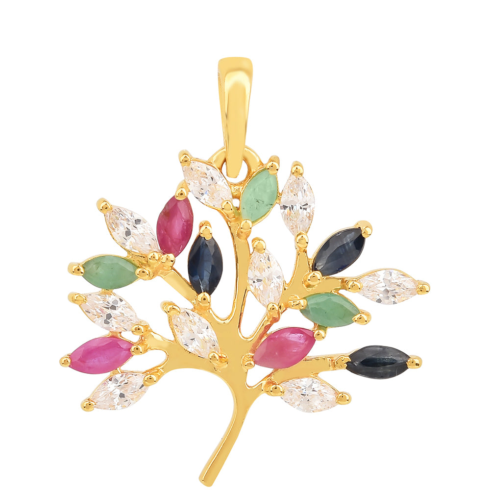 Pandantiv din Argint 925 Placat cu Aur ( 1.48 grame ) cu Rubin Thailandez și Smarald Brazilian 1.61 Carate