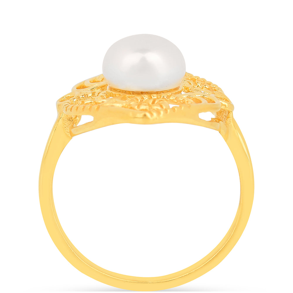 Inel din Argint 925 Placat cu Aur ( 2.07 grame ) cu Perlă de Apă Dulce Crem 2.3 Carate