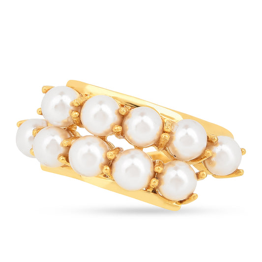 Inel din Argint 925 Placat cu Aur ( 1.95 grame ) cu Perlă de Apă Dulce Crem 5.03 Carate