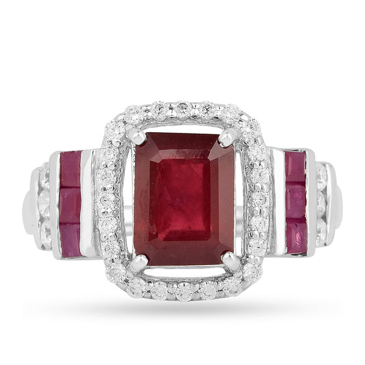 Inel din Argint 925 ( 2.88 grame ) cu Rubin Thailandez 2.96 Carate