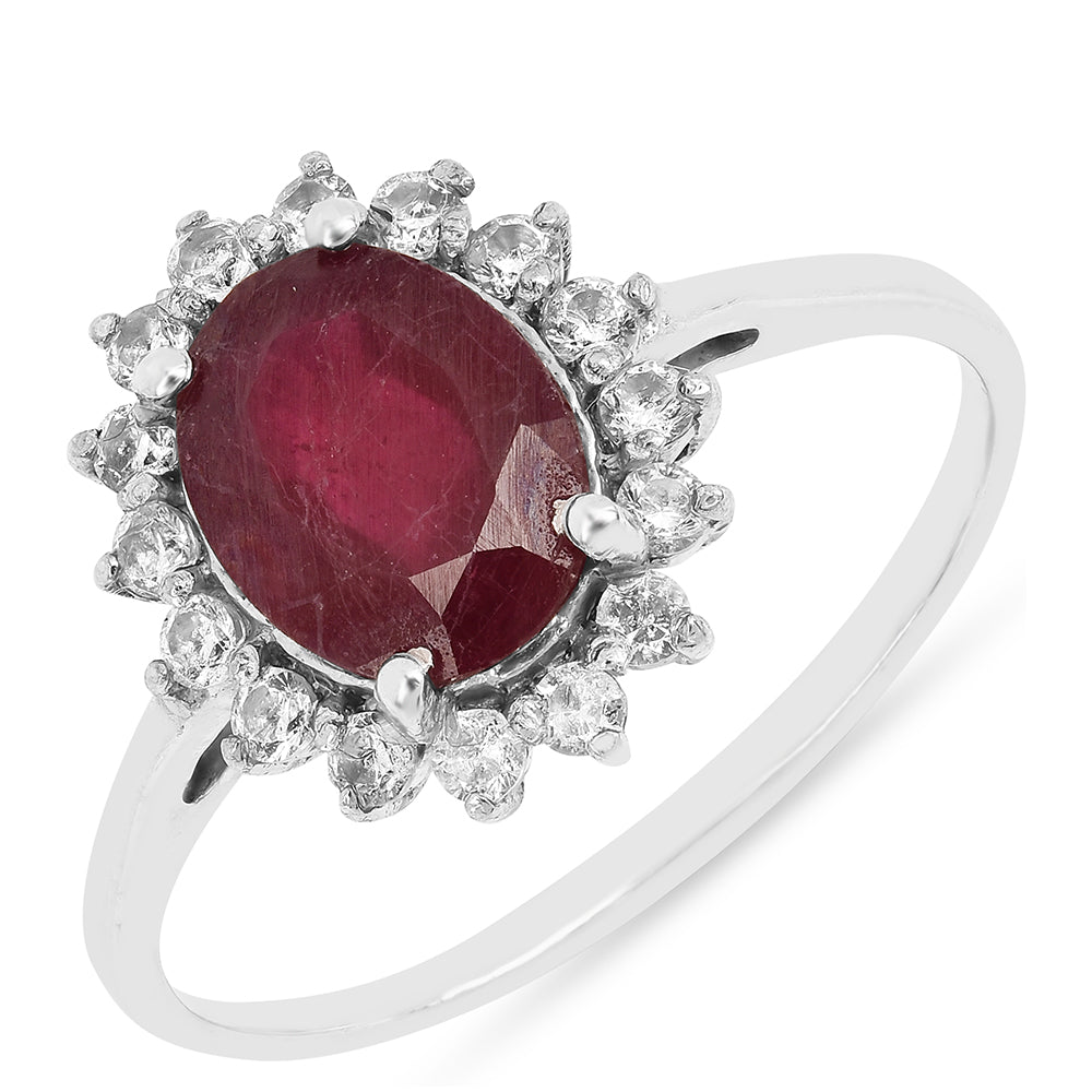 Inel din Argint 925 ( 1.84 grame ) cu Rubin Thailandez și Zircon Alb 2.38 Carate 1 