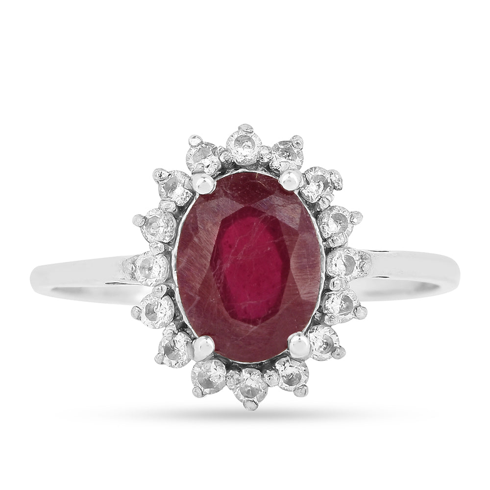 Inel din Argint 925 ( 1.84 grame ) cu Rubin Thailandez și Zircon Alb 2.38 Carate