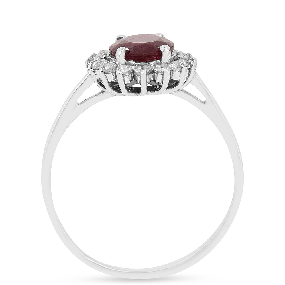 Inel din Argint 925 ( 1.84 grame ) cu Rubin Thailandez și Zircon Alb 2.38 Carate 3 