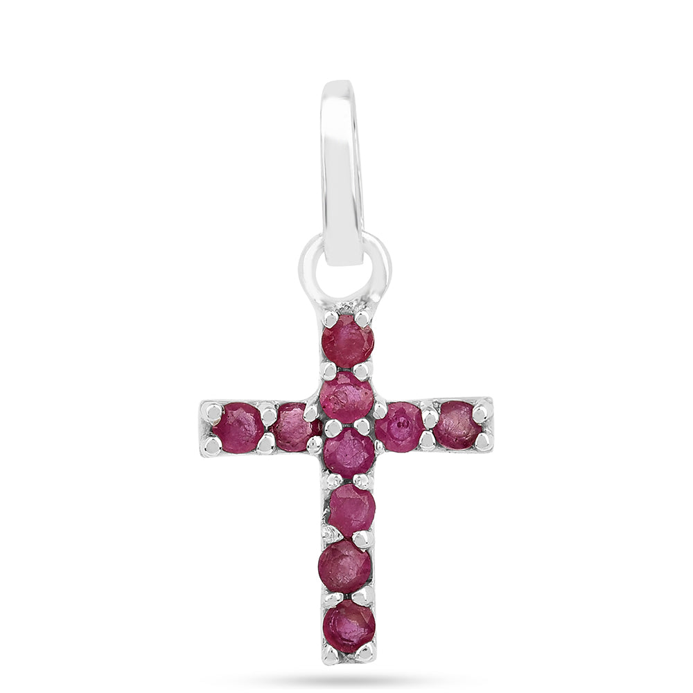 Cruce Pandantiv din Argint 925 ( 0.84 grame ) cu Rubin Thailandez 0.45 Carate 1 