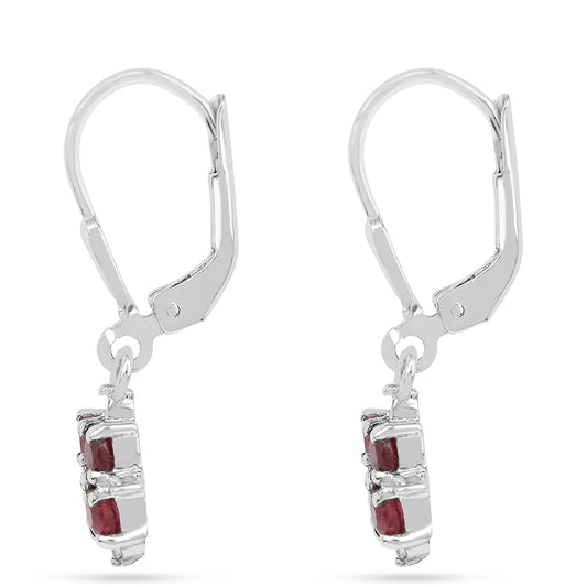 Cercei din Argint 925 ( 2.06 grame ) cu Rubin Thailandez și Zircon Alb 1.6 Carate