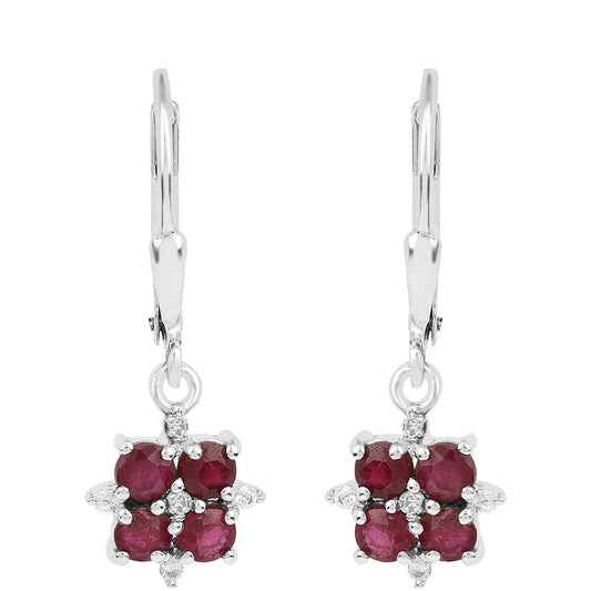 Cercei din Argint 925 ( 2.06 grame ) cu Rubin Thailandez și Zircon Alb 1.6 Carate