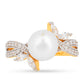 Inel din Argint 925 Placat cu Aur ( 2.68 grame ) cu Perlă de Apă Dulce Crem și Zircon Alb 4.45 Carate