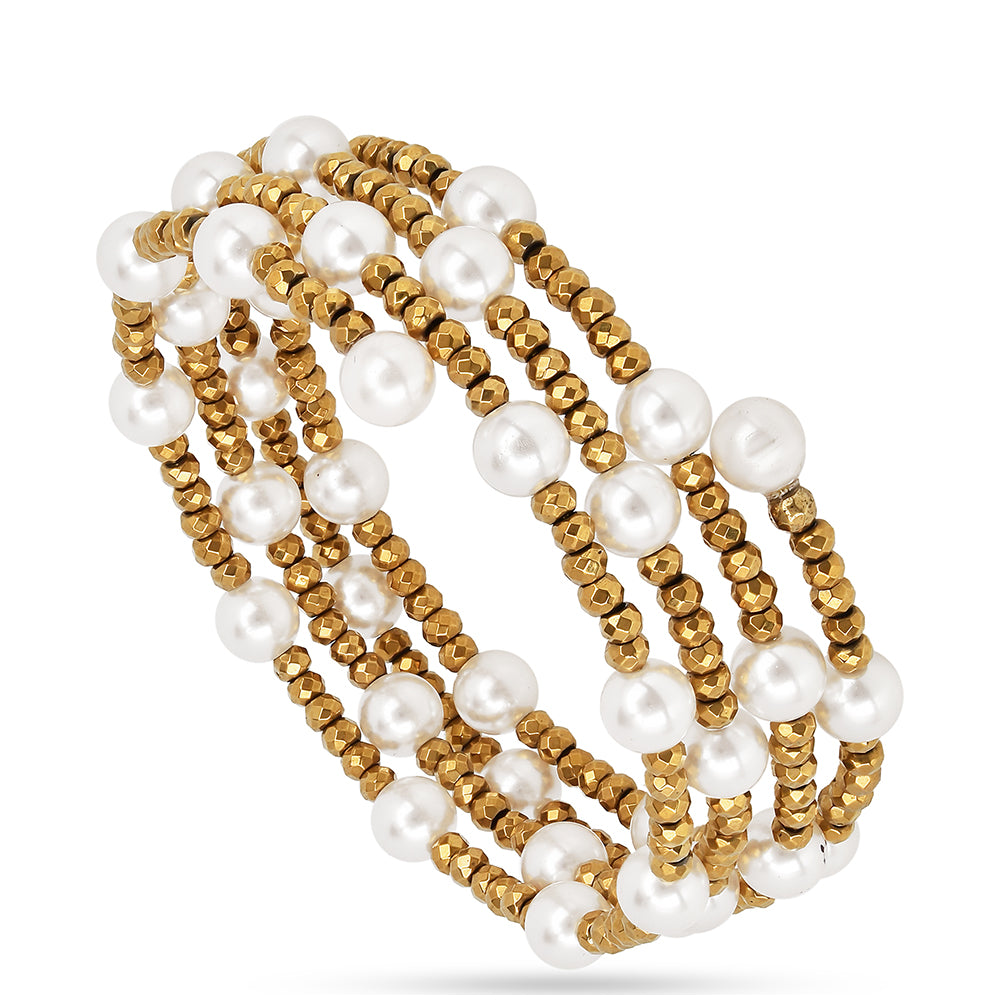 Brățară din Argint 925 Placat cu Aur ( 1.15 grame ) cu Perlă de Apă Dulce Crem 110.25 Carate