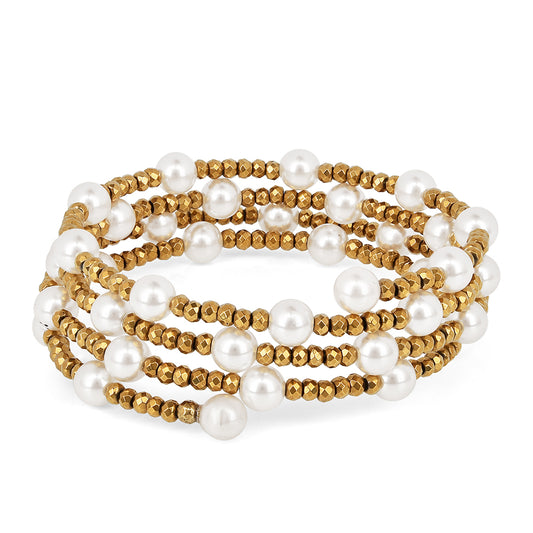 Brățară din Argint 925 Placat cu Aur ( 1.15 grame ) cu Perlă de Apă Dulce Crem 110.25 Carate