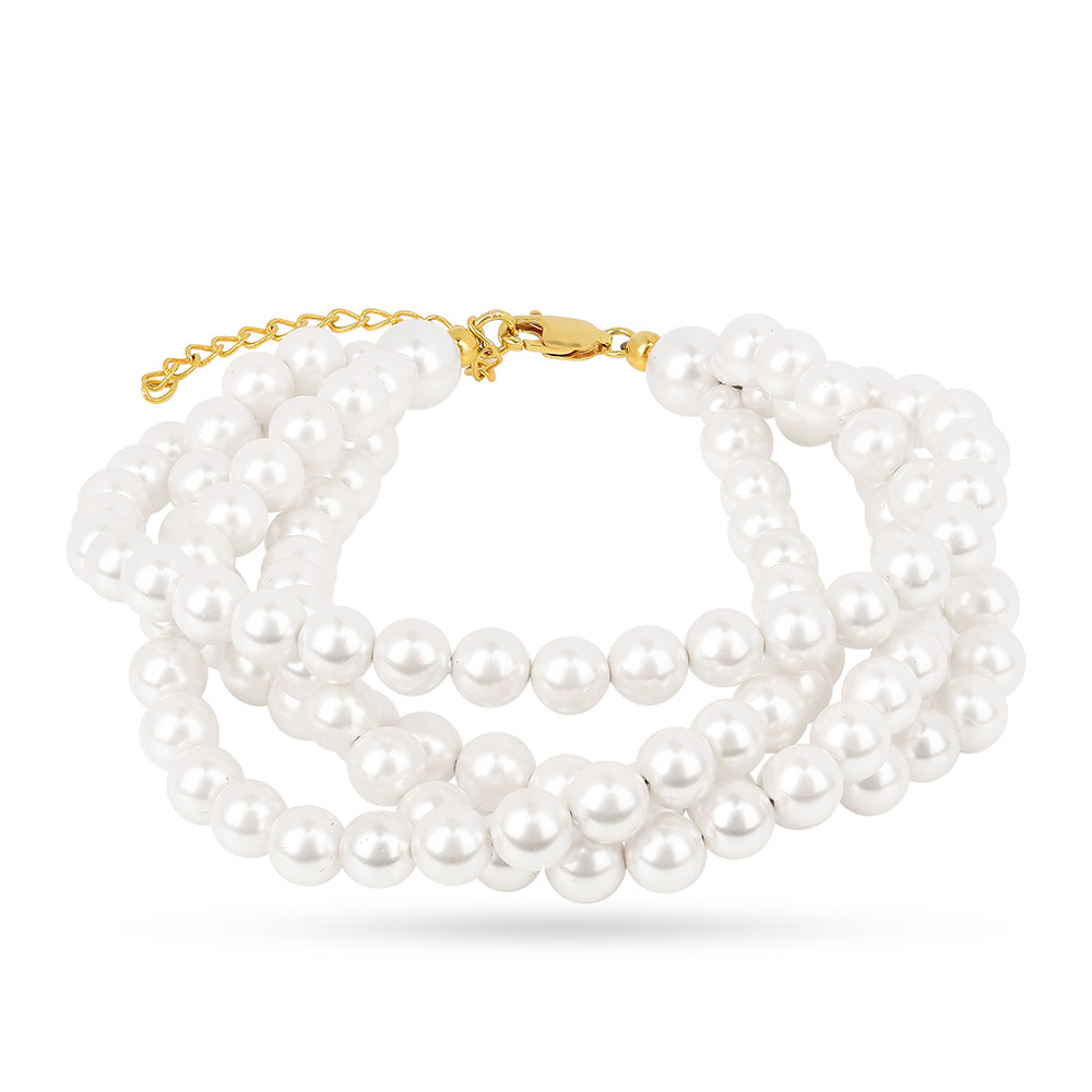 Brățară din Argint 925 Placat cu Aur ( 1.15 grame ) cu Perlă de Apă Dulce Crem 199.33 Carate 1 