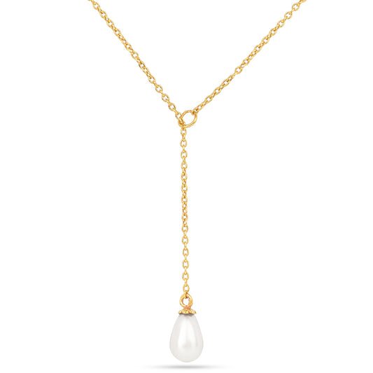 Colier din Argint 925 Placat cu Aur ( 2.95 grame ) cu Perlă de Apă Dulce Crem 3.08 Carate