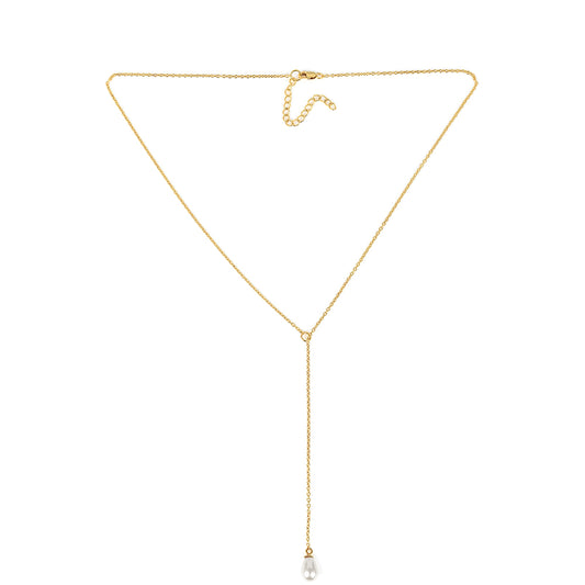 Colier din Argint 925 Placat cu Aur ( 2.95 grame ) cu Perlă de Apă Dulce Crem 3.08 Carate