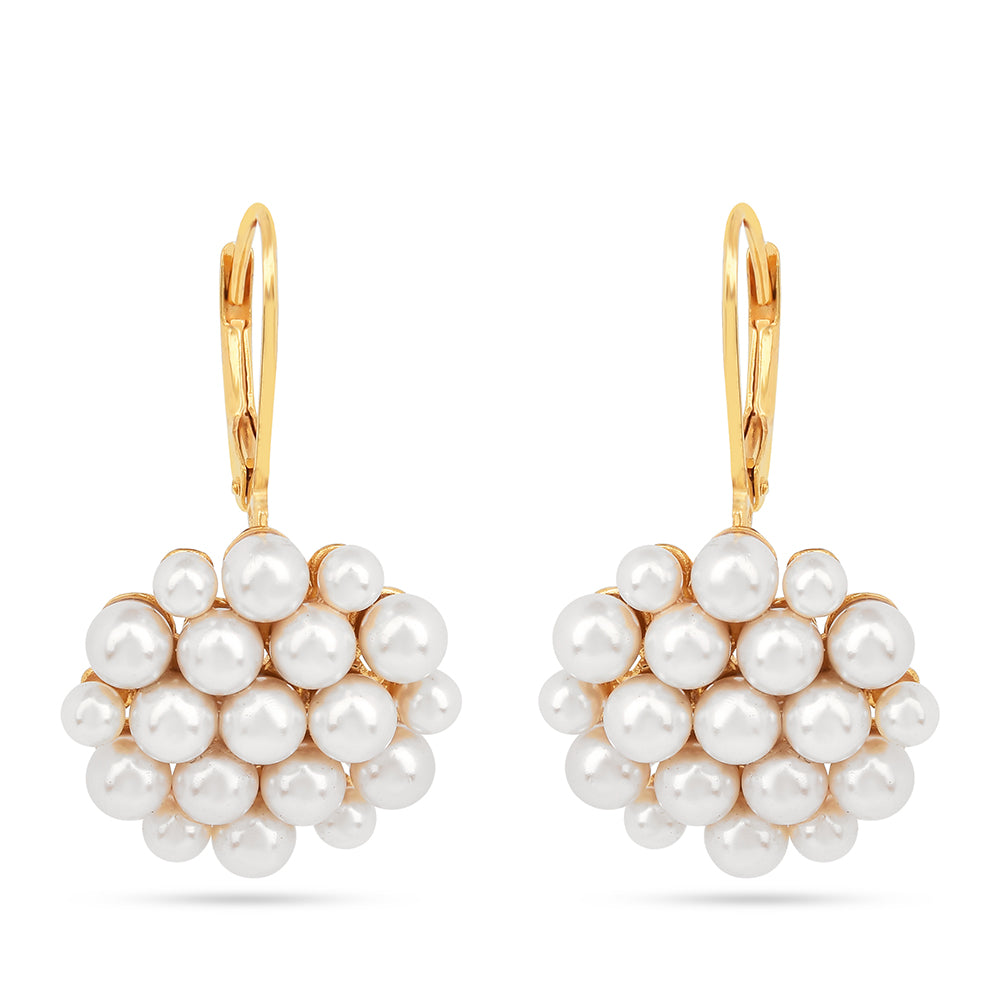 Cercei din Argint 925 Placat cu Aur ( 3.44 grame ) cu Perlă de Apă Dulce Crem 15.18 Carate 1 