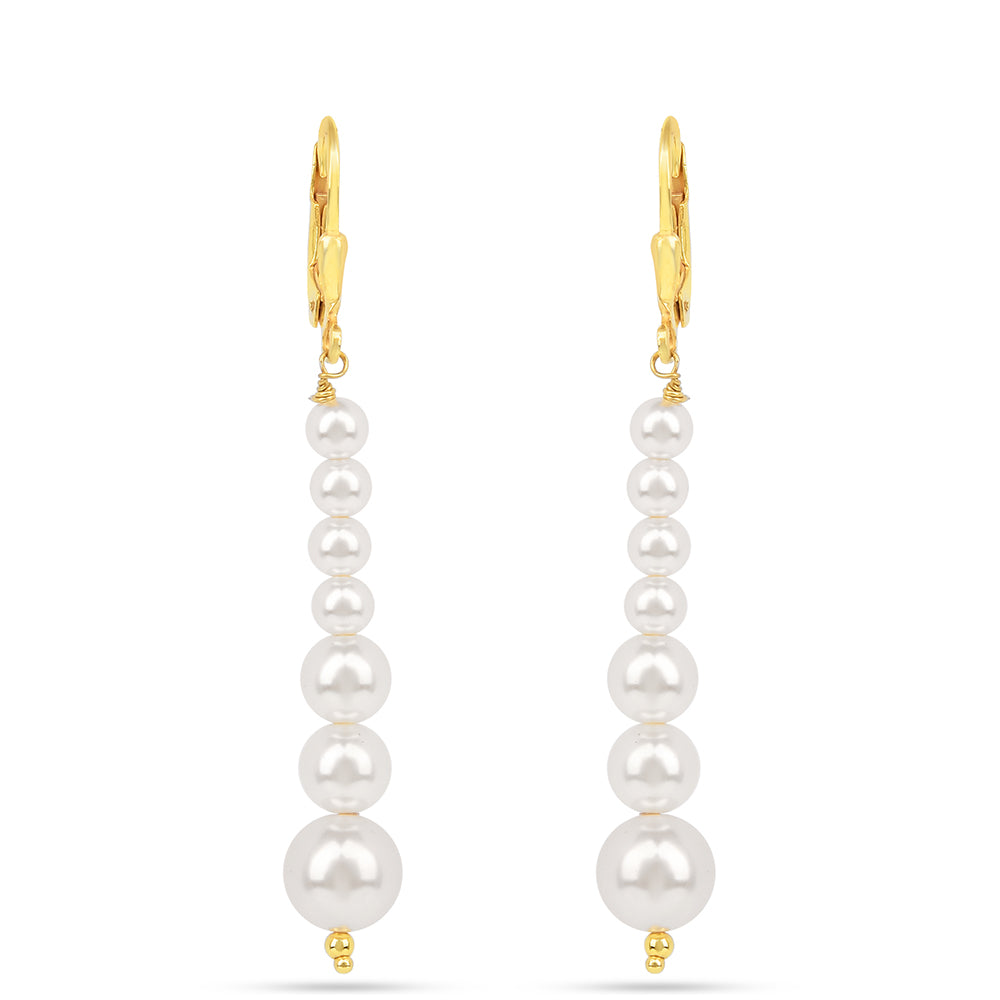 Cercei din Argint 925 Placat cu Aur ( 1.05 grame ) cu Perlă de Apă Dulce Crem 15.92 Carate 1 