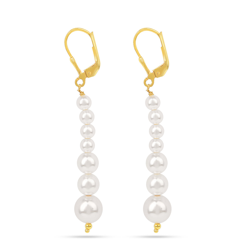 Cercei din Argint 925 Placat cu Aur ( 1.05 grame ) cu Perlă de Apă Dulce Crem 15.92 Carate 2 