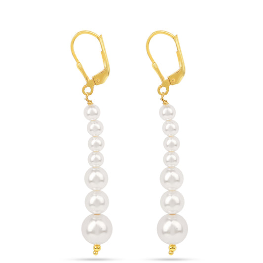 Cercei din Argint 925 Placat cu Aur ( 1.05 grame ) cu Perlă de Apă Dulce Crem 15.92 Carate