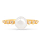 Inel din Argint 925 Placat cu Aur ( 1.57 grame ) cu Perlă de Apă Dulce Crem și Zircon Alb 2.49 Carate