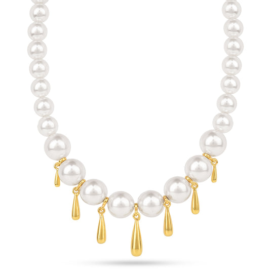 Colier din Argint 925 Placat cu Aur ( 4.47 grame ) cu Perlă de Apă Dulce Crem 117.62 Carate