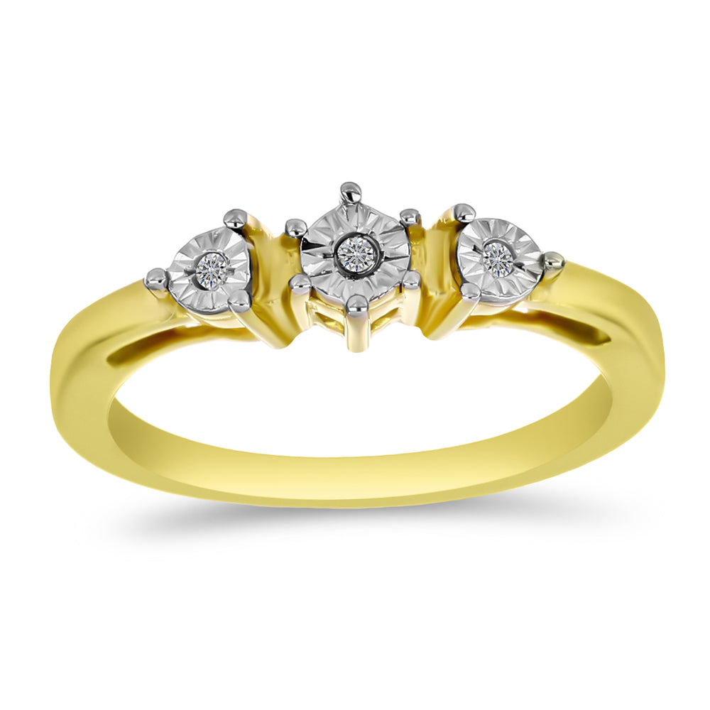 Inel din Argint 925 Placat cu Aur ( 2.1 grame ) cu Diamant Alb 0.02 Carate