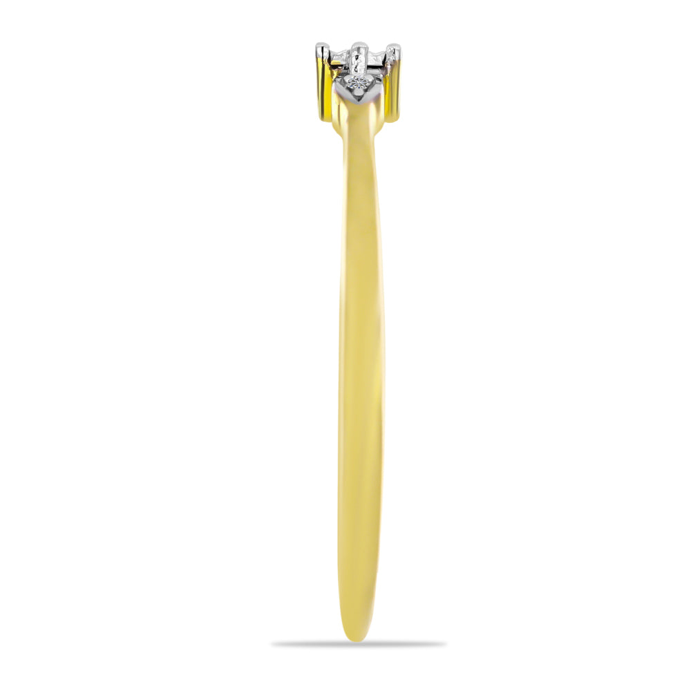 Inel din Argint 925 Placat cu Aur ( 1.72 grame ) cu Diamant Alb 0.02 Carate 4 