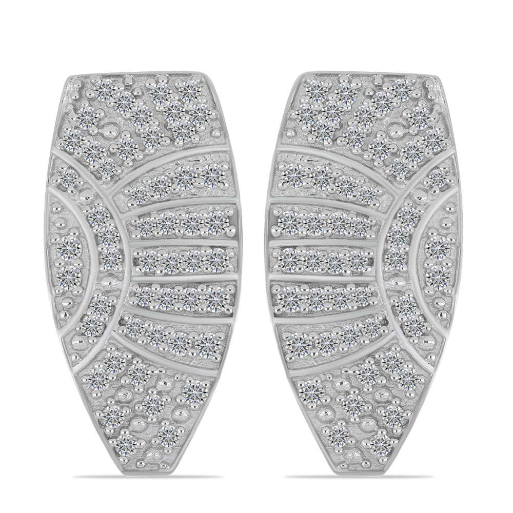 Cercei din Argint 925 Placat cu Aur ( 5 grame ) cu Diamant Alb 0.71 Carate 1 