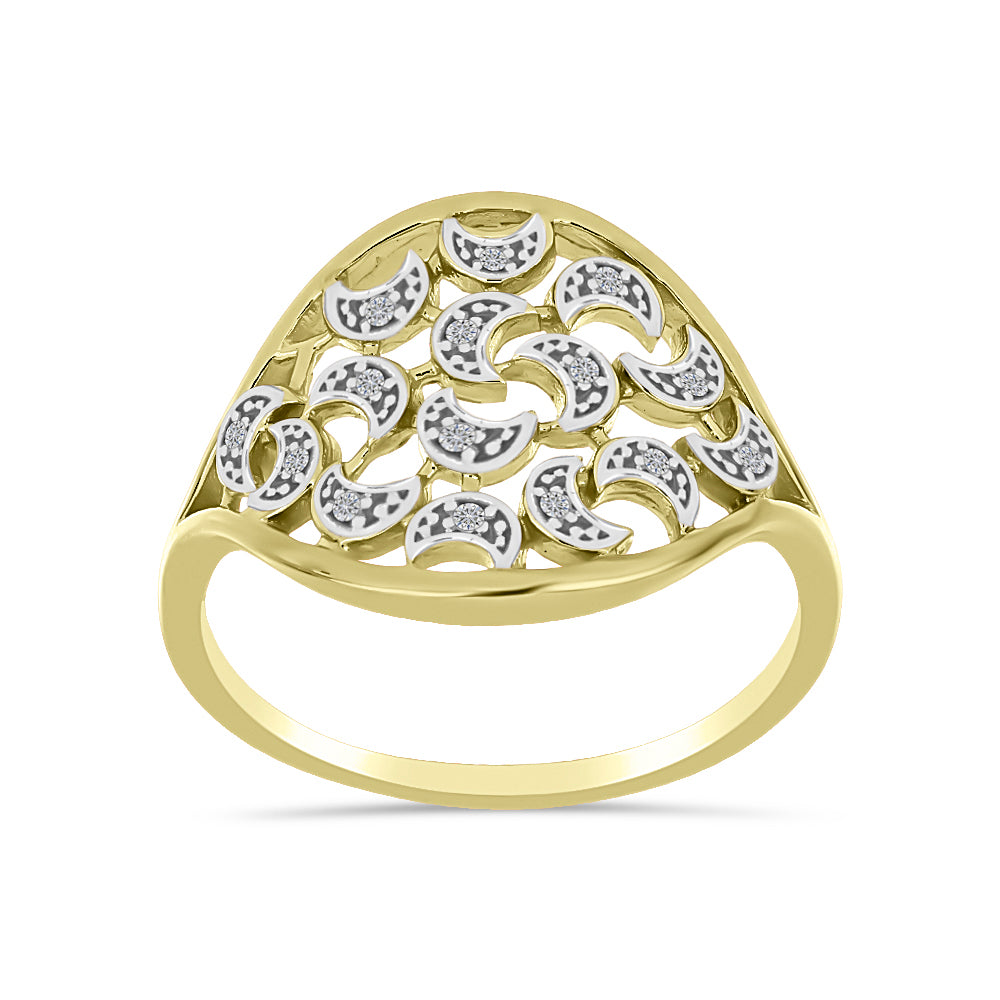Inel din Argint 925 Placat cu Aur ( 4.12 grame ) cu Diamant Alb 0.1 Carate 3 