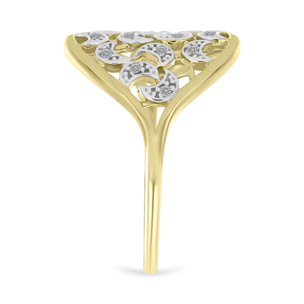 Inel din Argint 925 Placat cu Aur ( 4.12 grame ) cu Diamant Alb 0.1 Carate 4 