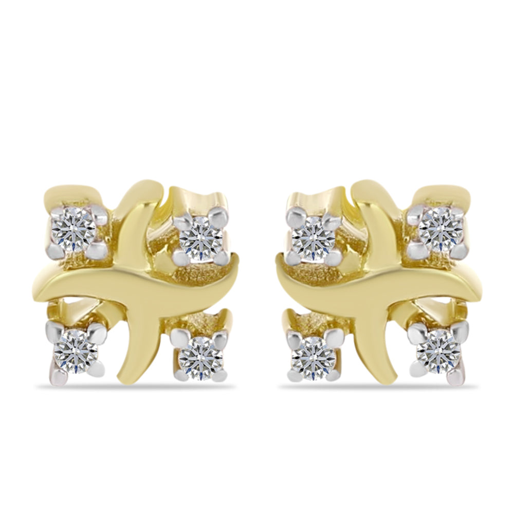 Cercei din Argint 925 Placat cu Aur ( 1.02 grame ) cu Diamant Alb 0.06 Carate