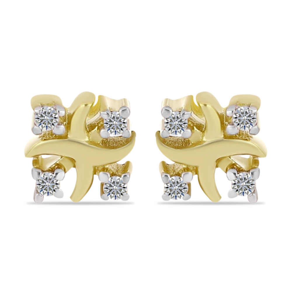 Cercei din Argint 925 Placat cu Aur ( 1.02 grame ) cu Diamant Alb 0.06 Carate