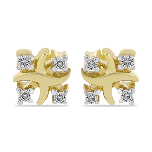 Cercei din Argint 925 Placat cu Aur ( 1.02 grame ) cu Diamant Alb 0.06 Carate