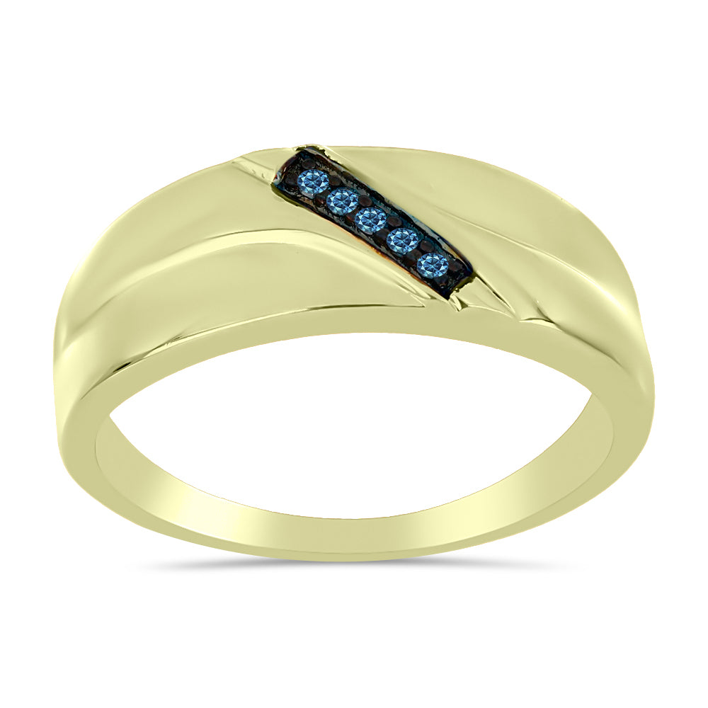 Inel din Argint 925 Placat cu Aur ( 3.95 grame ) cu Diamant Albastru 0.06 Carate