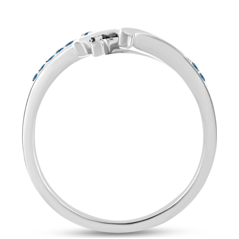 Inel din Argint 925 ( 5.38 grame ) cu Diamant Albastru 0.38 Carate 6 