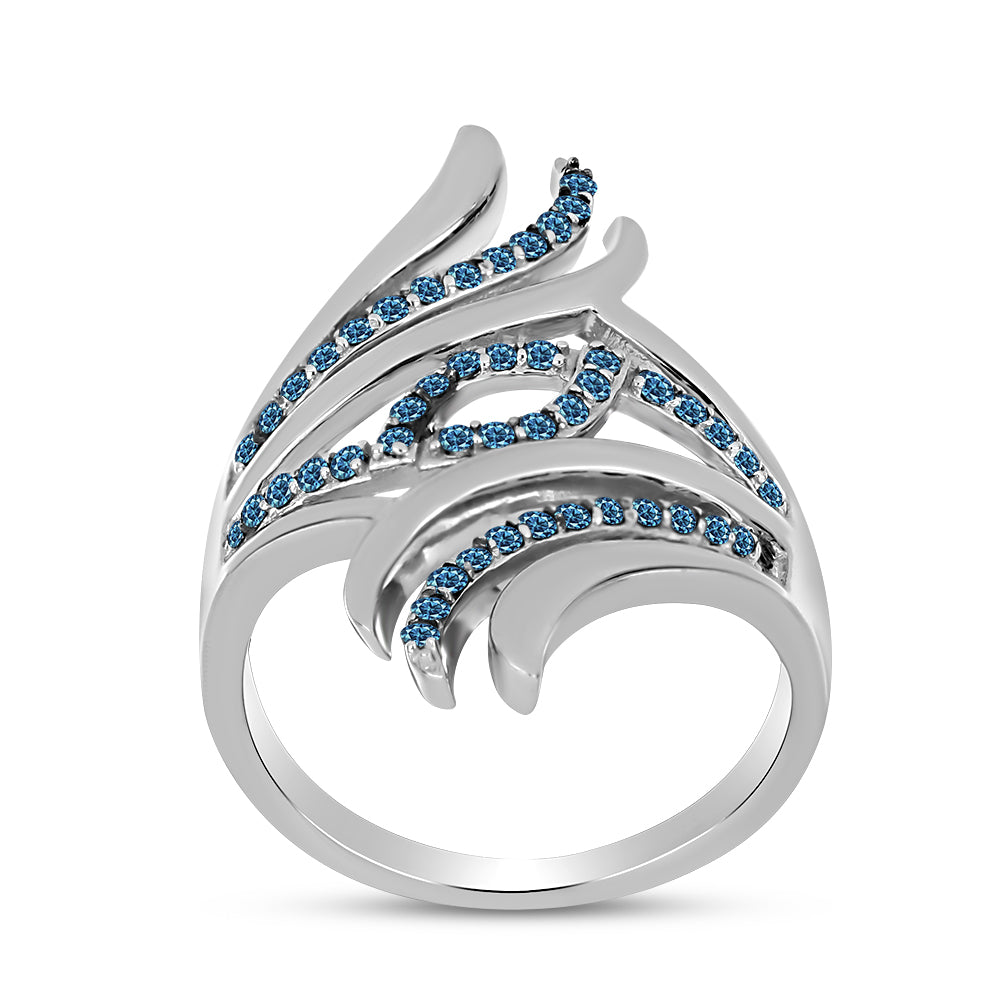 Inel din Argint 925 ( 5.38 grame ) cu Diamant Albastru 0.38 Carate