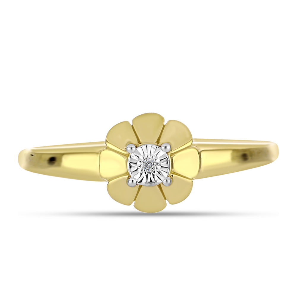 Inel din Argint 925 Placat cu Aur ( 3.14 grame ) cu Diamant Alb 0.01 Carate
