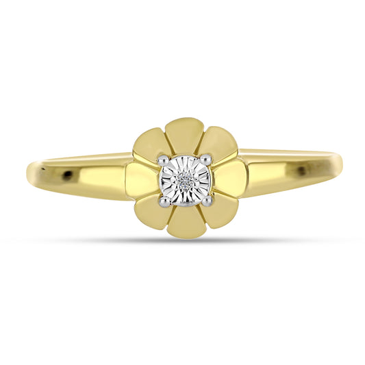 Inel din Argint 925 Placat cu Aur ( 3.14 grame ) cu Diamant Alb 0.01 Carate