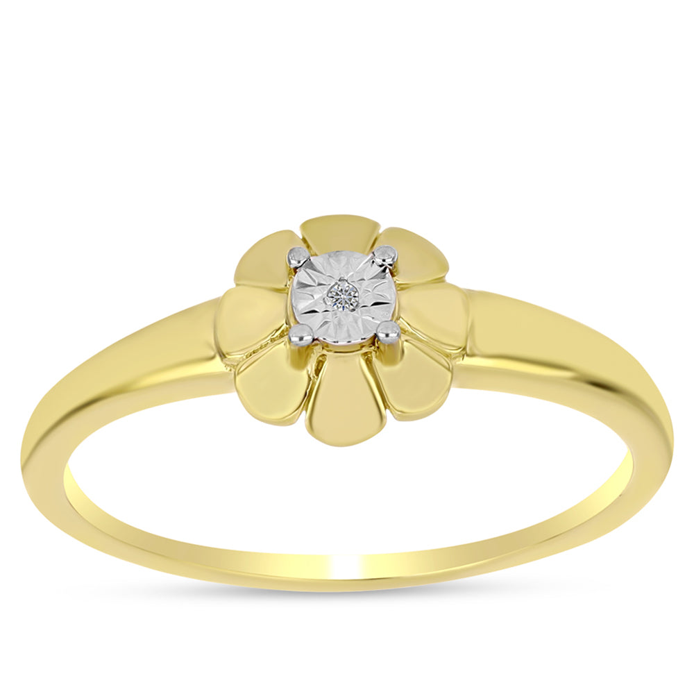 Inel din Argint 925 Placat cu Aur ( 3.14 grame ) cu Diamant Alb 0.01 Carate
