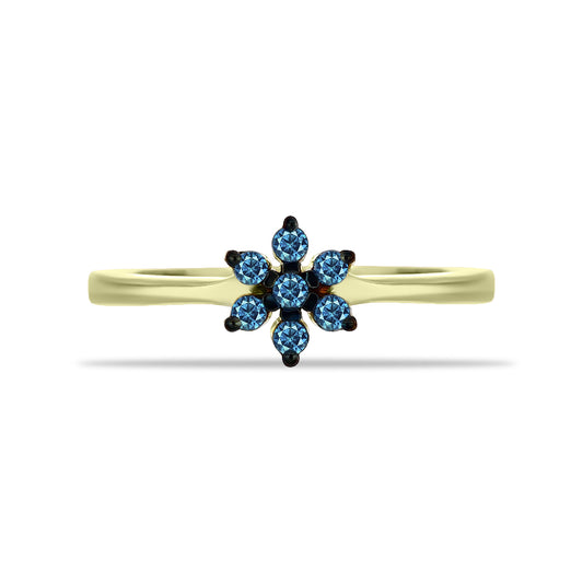 Inel din Argint 925 Placat cu Aur ( 2.12 grame ) cu Diamant Albastru 0.18 Carate