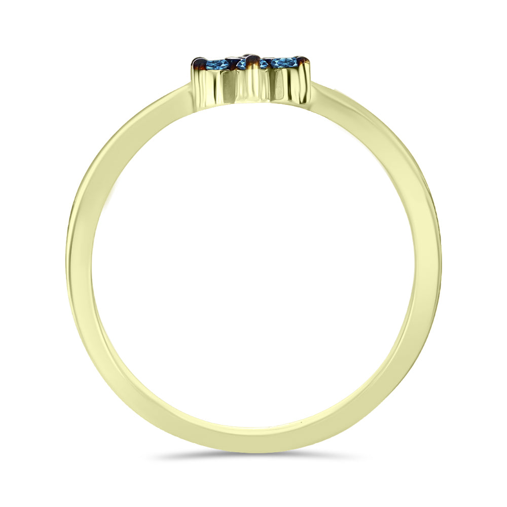 Inel din Argint 925 Placat cu Aur ( 2.12 grame ) cu Diamant Albastru 0.18 Carate