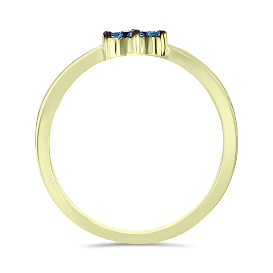 Inel din Argint 925 Placat cu Aur ( 2.12 grame ) cu Diamant Albastru 0.18 Carate