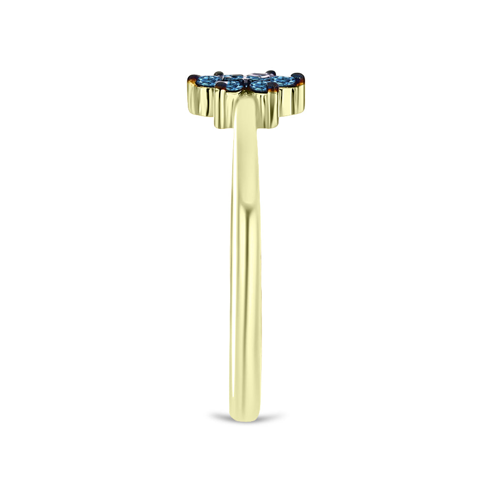 Inel din Argint 925 Placat cu Aur ( 2.12 grame ) cu Diamant Albastru 0.18 Carate 4 