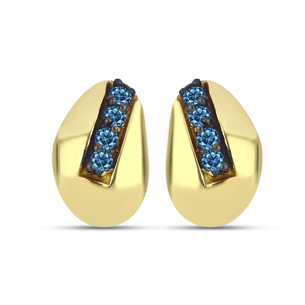 Cercei din Argint 925 Placat cu Aur ( 2.36 grame ) cu Diamant Albastru 0.1 Carate