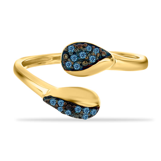 Inel din Argint 925 Placat cu Aur ( 2.28 grame ) cu Diamant Albastru 0.13 Carate