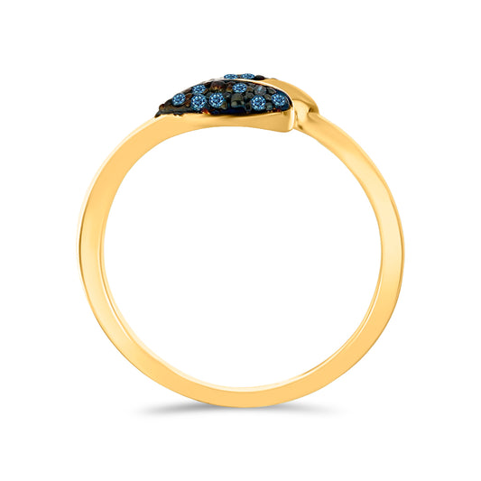 Inel din Argint 925 Placat cu Aur ( 2.28 grame ) cu Diamant Albastru 0.13 Carate
