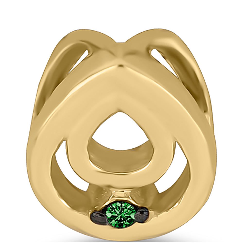 Pandantiv din Argint 925 Placat cu Aur ( 0.61 grame ) cu Diamant Verde 0.01 Carate 3 