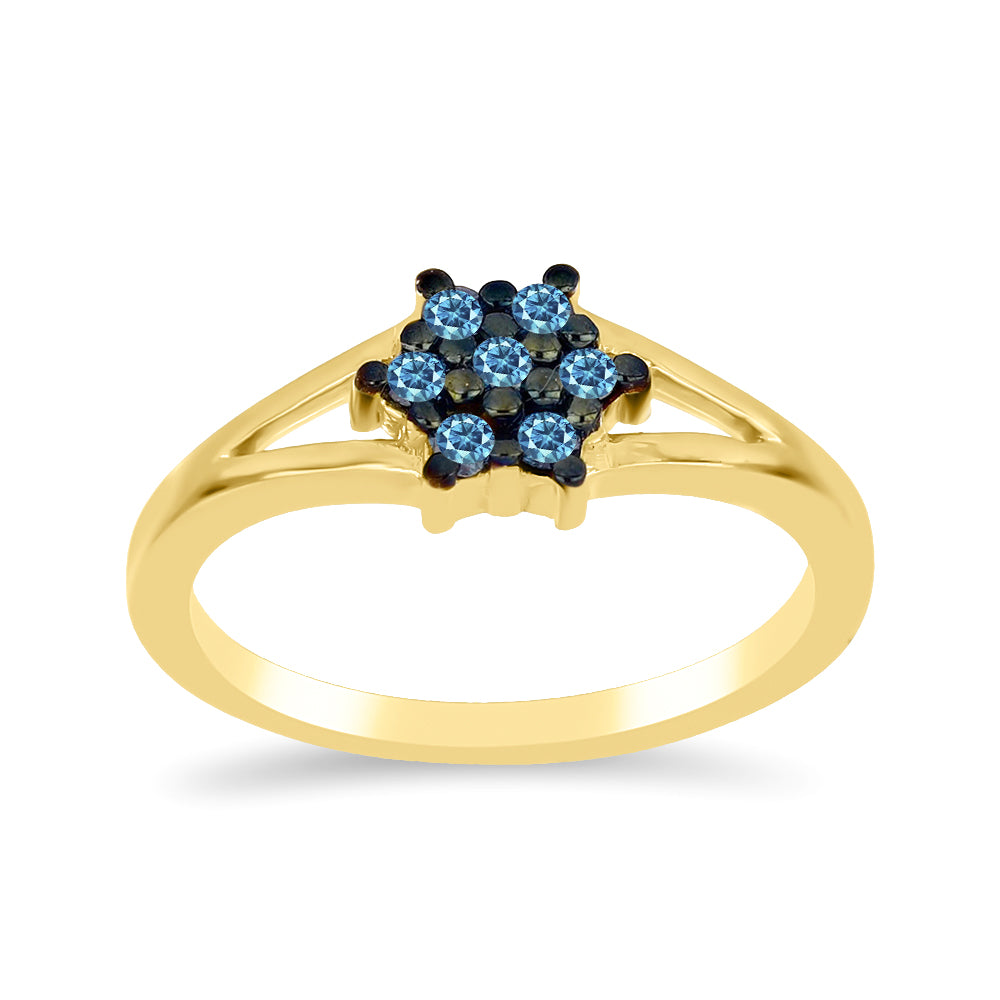 Inel din Argint 925 Placat cu Aur ( 2.29 grame ) cu Diamant Albastru 0.18 Carate