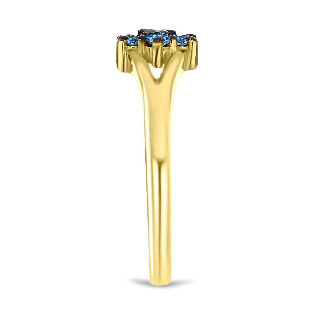 Inel din Argint 925 Placat cu Aur ( 2.29 grame ) cu Diamant Albastru 0.18 Carate 4 