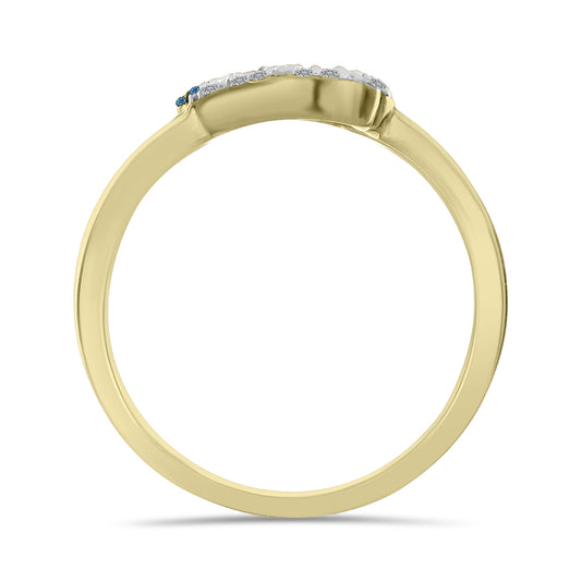 Inel din Argint 925 Placat cu Aur ( 2.52 grame ) cu Diamant Albastru și Diamant Alb 0.2 Carate
